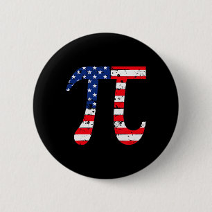 Bóton Redondo 5.08cm Nerd Patriótico de Matemática do Pi Day American F