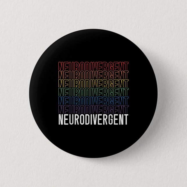 Bóton Redondo 5.08cm Neurodivergente Neurodiversidade Arco-Íris Adhd As (Frente)
