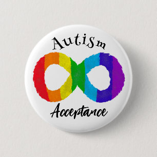 Bóton Redondo 5.08cm Neurodiversity Autismo Aceitação Arco-Íris Botão