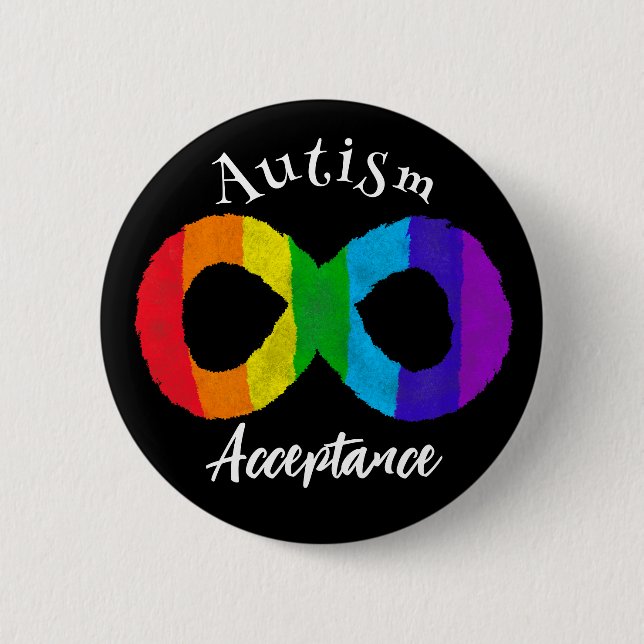 Bóton Redondo 5.08cm Neurodiversity Autismo Aceitação do Arco-Íris (Frente)