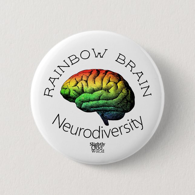 Bóton Redondo 5.08cm Neurodiversity "Rainbow Brain"/ Autism/ ADHD (Frente)