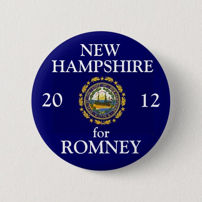Bóton Redondo 5.08cm New Hampshire para Romney 2012 (Frente)