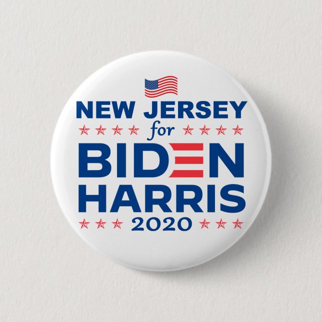 Bóton Redondo 5.08cm New Jersey para Biden Harris 2020 (Frente)