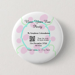 Bóton Redondo 5.08cm New year eve party scan QR RSVP name pink blue 