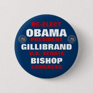 Bóton Redondo 5.08cm New York para o Bishop de Obama Gillibrand