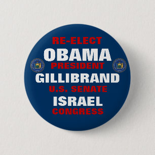 Bóton Redondo 5.08cm New York para Obama Gillibrand Israel