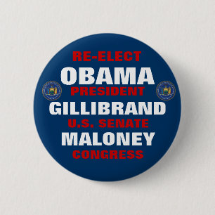 Bóton Redondo 5.08cm New York para Obama Gillibrand Maloney