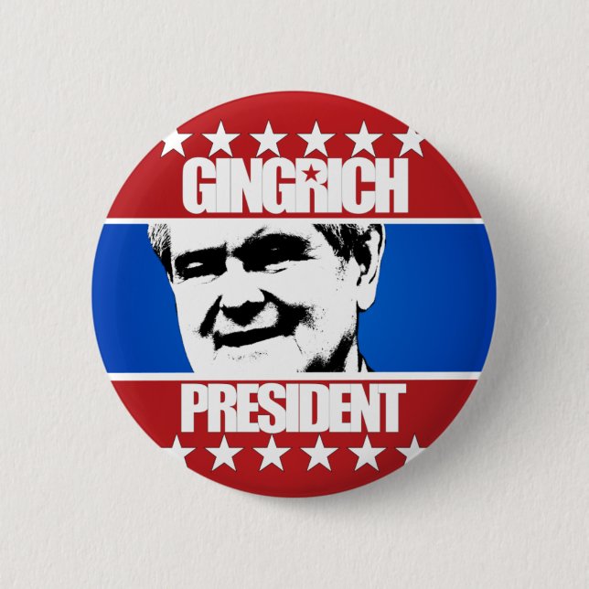 Bóton Redondo 5.08cm Newt Gingrich - presidente (Frente)