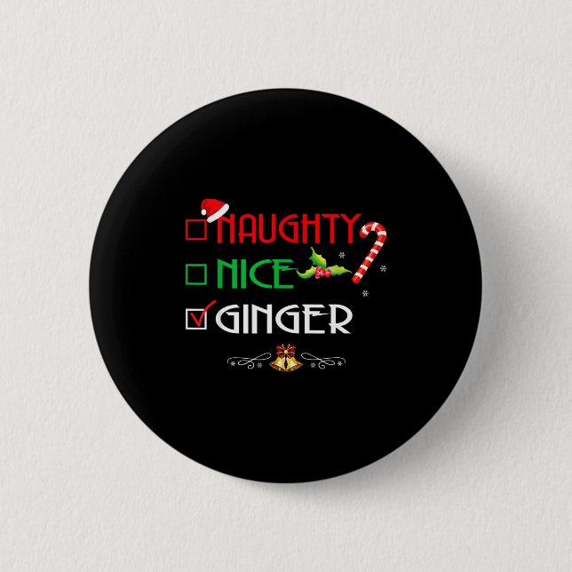 Bóton Redondo 5.08cm Nice Naughty Ginger Group Matching Christmas  (Frente)