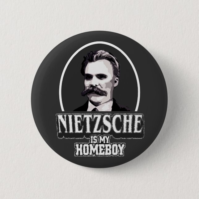 Bóton Redondo 5.08cm Nietzsche é meu ficar em casa (Frente)