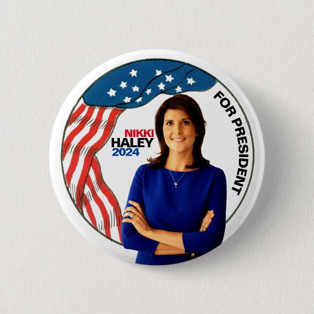 Bóton Redondo 5.08cm Nikki Haley para o Presidente 2024 (Frente)