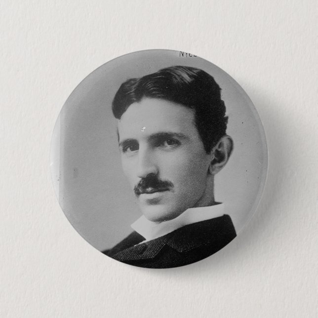 Bóton Redondo 5.08cm Nikola Tesla Portrait (Frente)