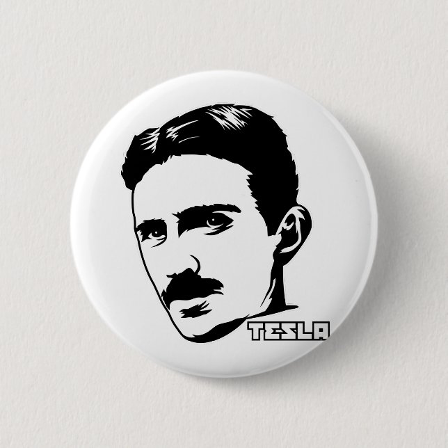 Bóton Redondo 5.08cm Nikola Tesla Portrait Button (Frente)