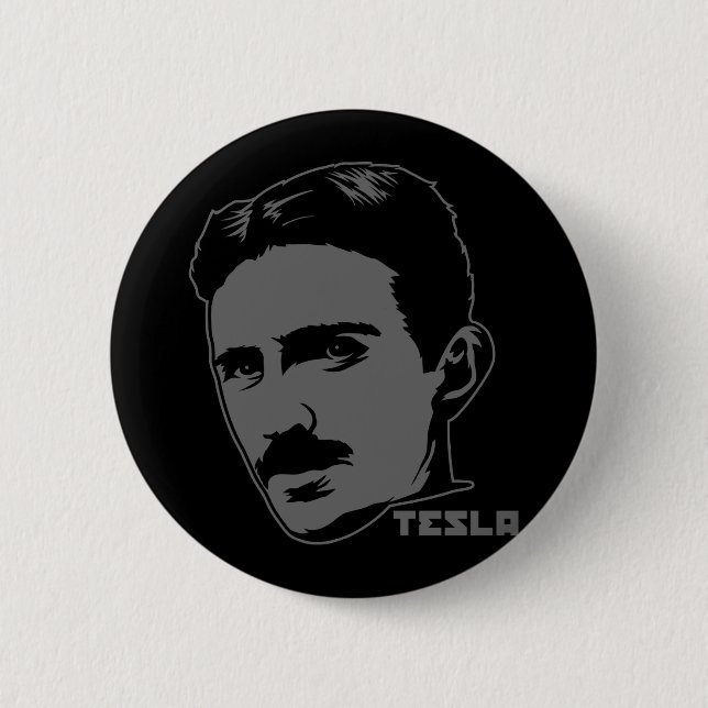 Bóton Redondo 5.08cm Nikola Tesla Portrait Button (Frente)