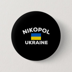 Bóton Redondo 5.08cm Nikopol Ucrânia Bandeira Ucraniana País Cidade Tur