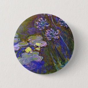 Bóton Redondo 5.08cm Ninféias Agapanthus de Claude Monet