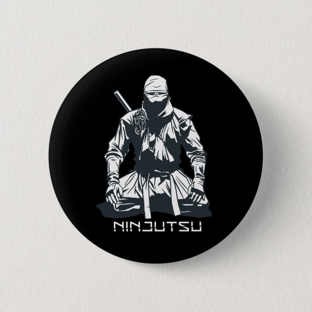 Bóton Redondo 5.08cm Ninja Japonês Ninjutsu Assassin Design (Frente)