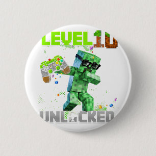 Bóton Redondo 5.08cm Nível 10 desbloqueado - Birthday Boy Pixel Gamer 1