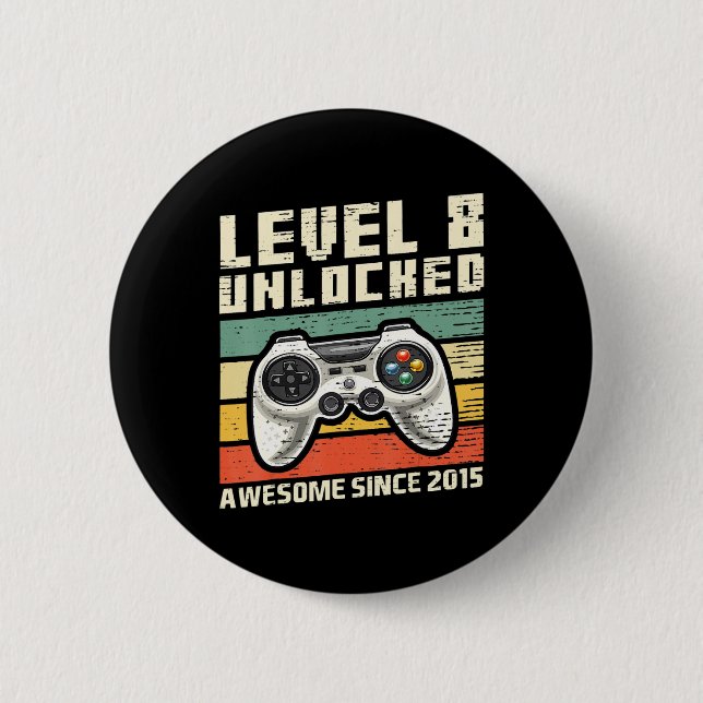 Bóton Redondo 5.08cm Nível 8 Desbloqueado Incrível 2015 Vídeo Game 8.º  (Frente)