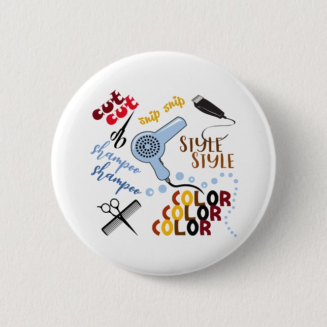 Bóton Redondo 5.08cm No Salão Do Cabelo (Frente)