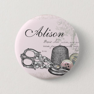 Bóton Redondo 5.08cm Noções Sewing no crachá conhecido cor-de-rosa