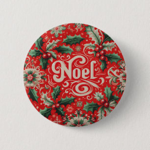 Bóton Redondo 5.08cm Noel Vermelho e Verde