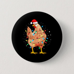 Bóton Redondo 5.08cm Noite de Natal de frango Luz Fazenda Animal Engraç