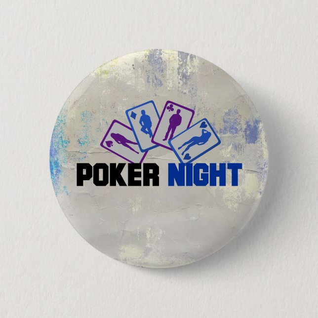 Bóton Redondo 5.08cm Noite de Poker com Cartões (Frente)