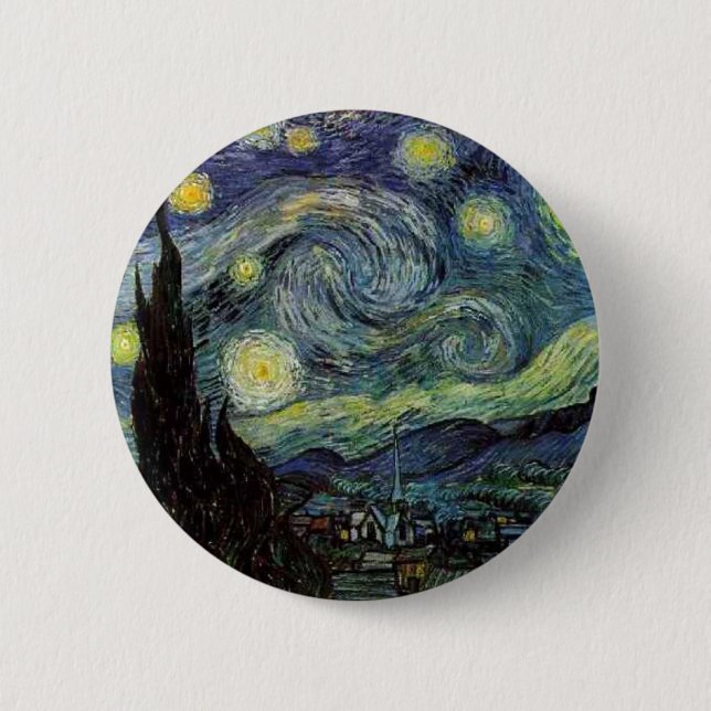 Bóton Redondo 5.08cm noite estrelada, 1889, Vincent van Gogh (Frente)