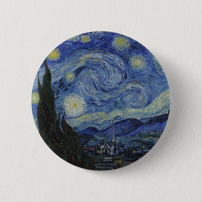 Bóton Redondo 5.08cm Noite Estrelada de Van Gogh (Frente)
