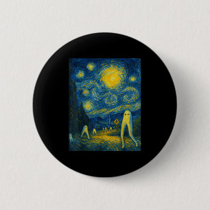 Bóton Redondo 5.08cm Noite Estrelada Fresno Nightcrawler Van Gogh Dia d