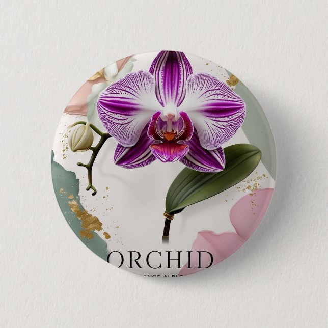 Bóton Redondo 5.08cm Noites de orquídea,BOTÃO Jardim Botânico de Nova Y (Frente)