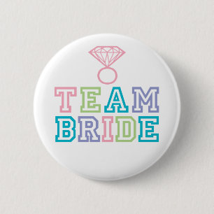 Bóton Redondo 5.08cm Noiva de Equipe com Anel Diamond