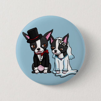 Bóton Redondo 5.08cm Noivos de Boston Terrier