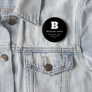 Bóton Redondo 5.08cm Nome comercial e slogan editáveis Preto e Branco