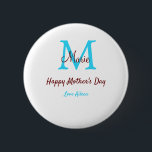 Bóton Redondo 5.08cm nome cor-de-rosa simples e mínimo do monograma azu<br><div class="desc">design</div>