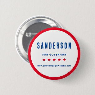 Bóton Redondo 5.08cm Nome da Campanha Red White Blue Eleição Política