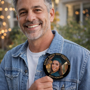 Bóton Redondo 5.08cm Nome da Foto do Ano de Graduação Com Grau de Honra