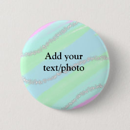 Bóton Redondo 5.08cm Nome de adição do pastel cintilante verde-rosa azu