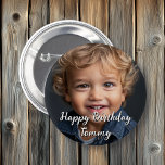 Bóton Redondo 5.08cm Nome de Aniversário Feliz Personalizado e Foto<br><div class="desc">Personalize o botão de aniversário deste rapaz adicionando a imagem e o nome do seu filho a este botão Feliz Aniversário na área personalizada.</div>