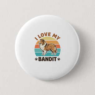 Bóton Redondo 5.08cm Nome de cachorro personalizado design retrô pôr do