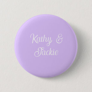 Bóton Redondo 5.08cm Nome de casamento de casal retrô pastel roxo elega