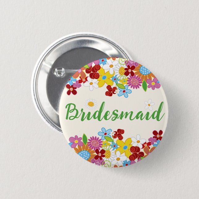 Bóton Redondo 5.08cm NOME DE ETIQUETA de Casamento das Flores de primav (Frente & Verso)