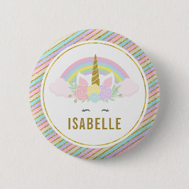 Bóton Redondo 5.08cm Nome de etiqueta Rainbow Unicorn Party Pin