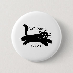 Bóton Redondo 5.08cm Nome de gato personalizado para mães de gatos