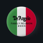 Bóton Redondo 5.08cm Nome de sobrenome italiano Sinalizador personaliza<br><div class="desc">Frente: personalizável com o seu sobrenome neste fundo de sinalizador verde,  branco e vermelho.</div>