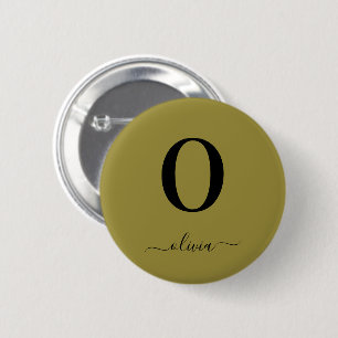 Bóton Redondo 5.08cm Nome do Script Monograma Personalizado Dourado E P