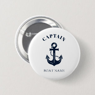 Bóton Redondo 5.08cm Nome do seu barco Âncora Azul Capitão
