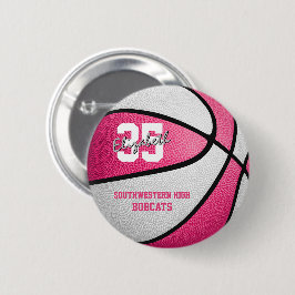 Bóton Redondo 5.08cm nome do time de basquete esportivo de menina rosa