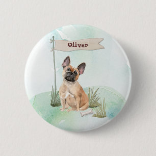 Bóton Redondo 5.08cm Nome Personalizado Cão-De-Pé-De-Lã Francês
